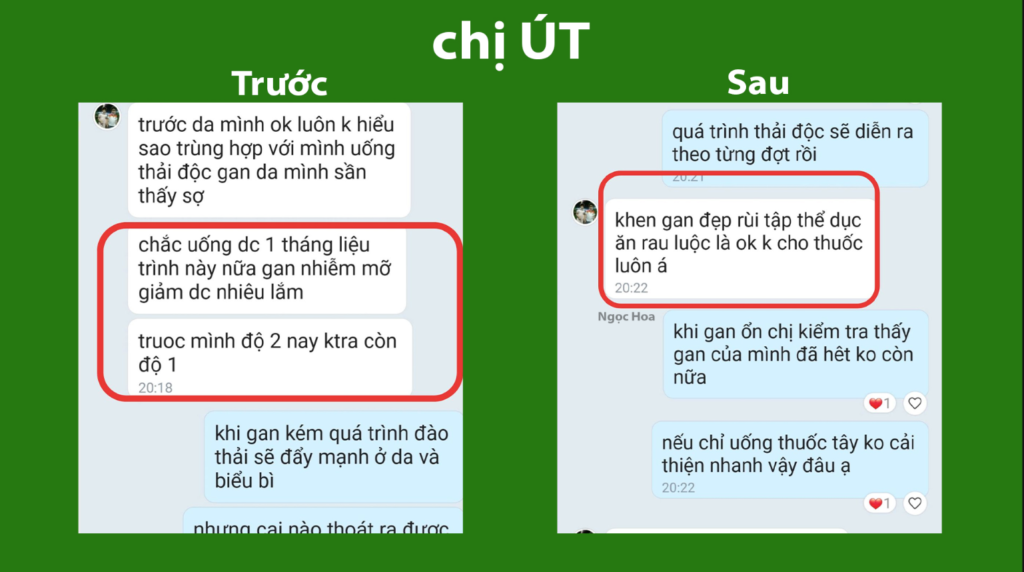 Feedback trước, sau mát gan siro