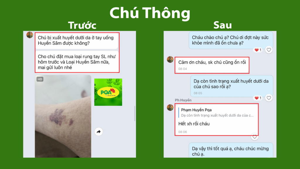 Feedback trước, sau Huyền sâm