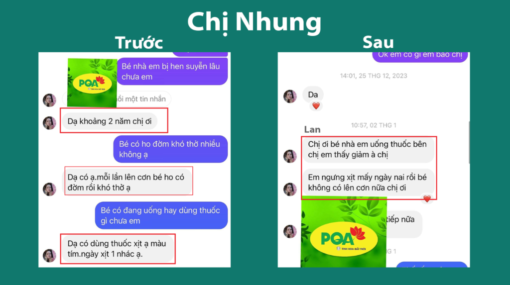 Feedback trước, sau Siro hen suyễn 