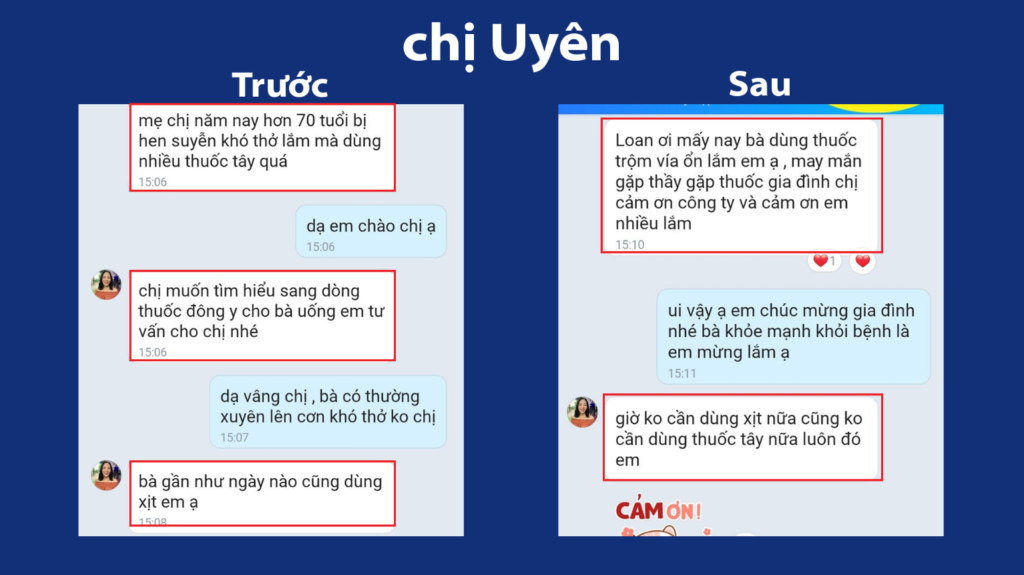 Feedback trước, sau Siro hen suyễn 