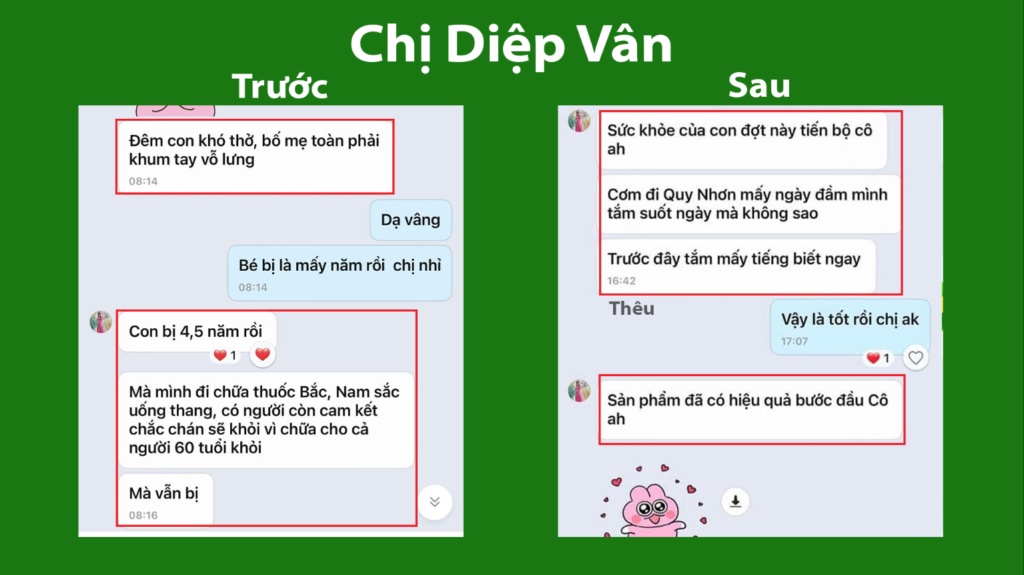 Feedback trước, sau Siro hen suyễn 