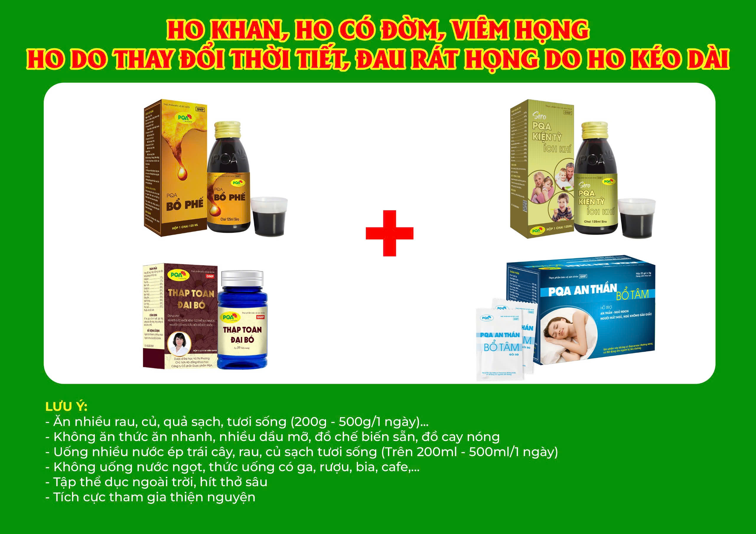 Kết hợp sản phẩm pqa bổ phế