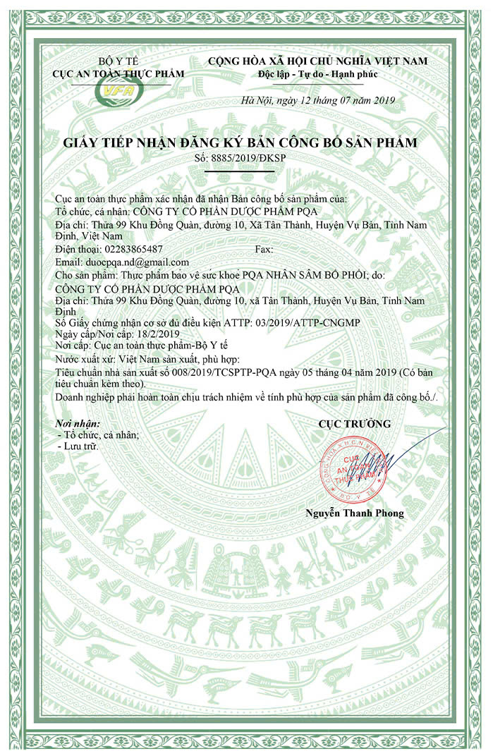 PQA Nhân sâm bổ phổi