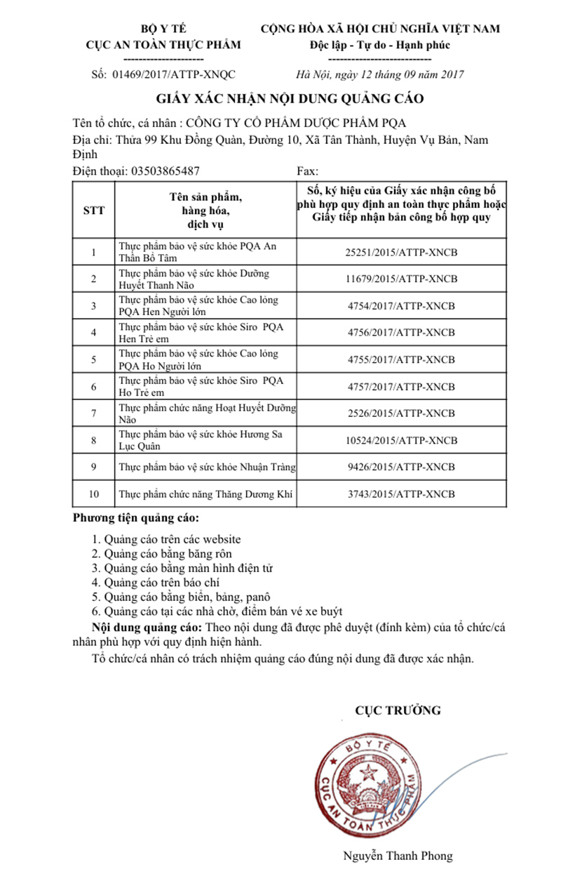 Giấy phép quảng cáo