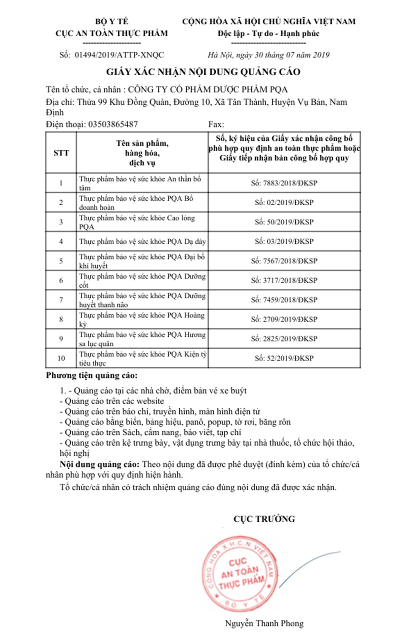 Giấy phép quảng cáo