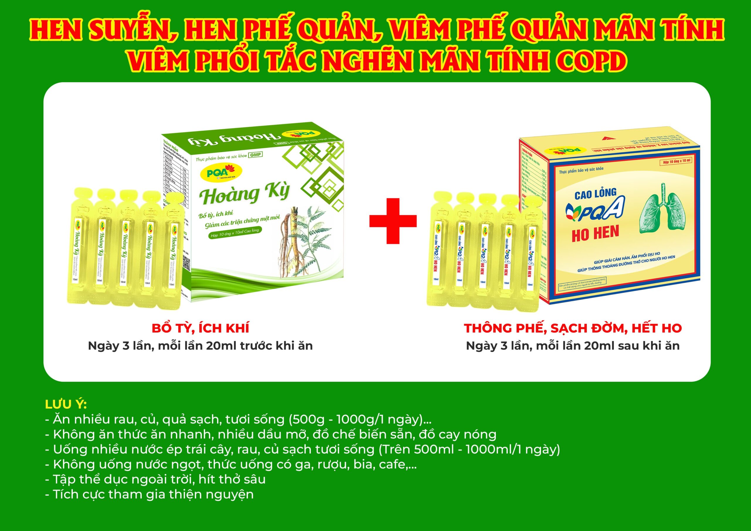Kết hợp 2 sản phẩm PQA ho hen cao lỏng