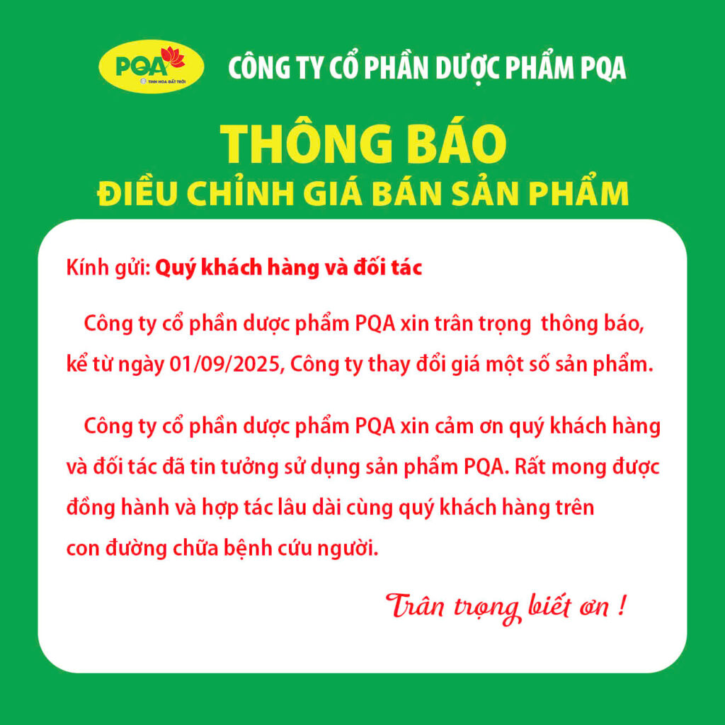 thông báo điều chính giá sản phẩm