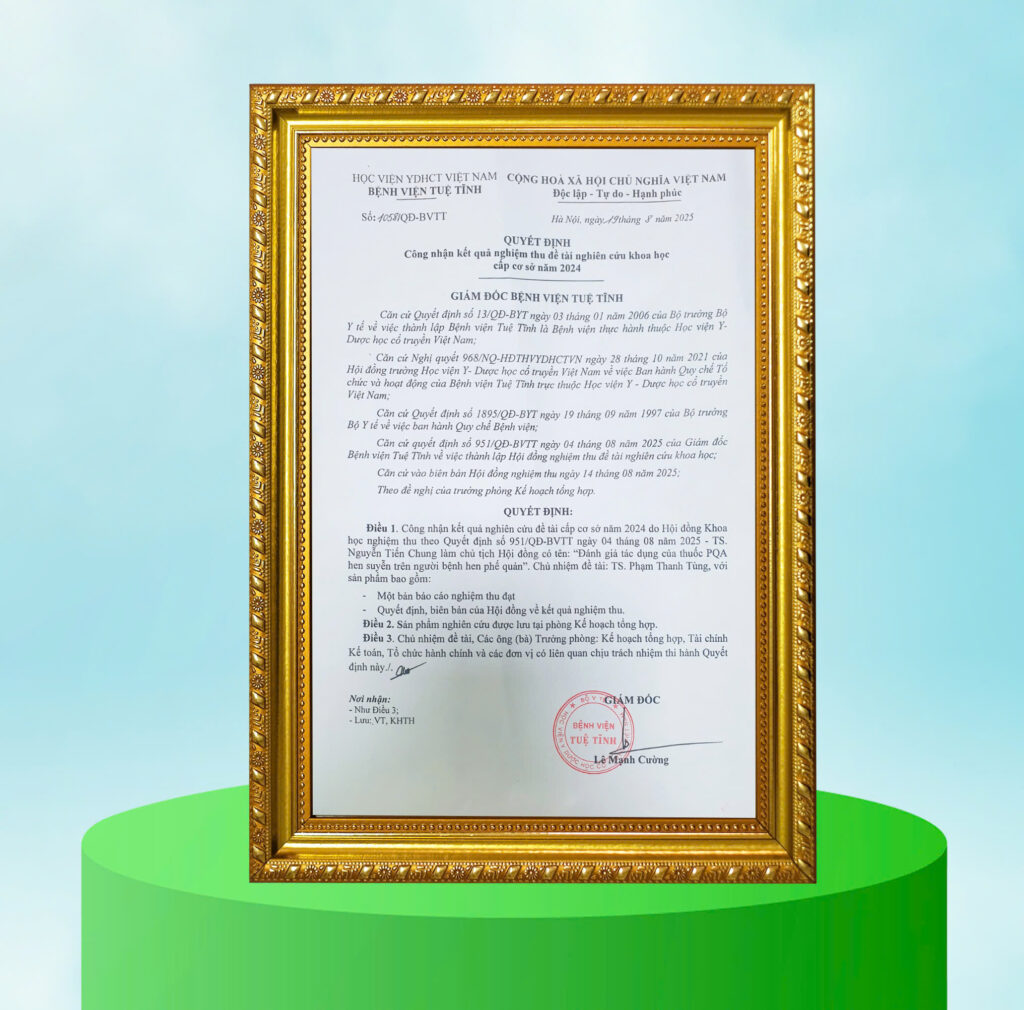 Giấy công nhân kết quả nghiệm thu đề tài nghiên cứu khoa học