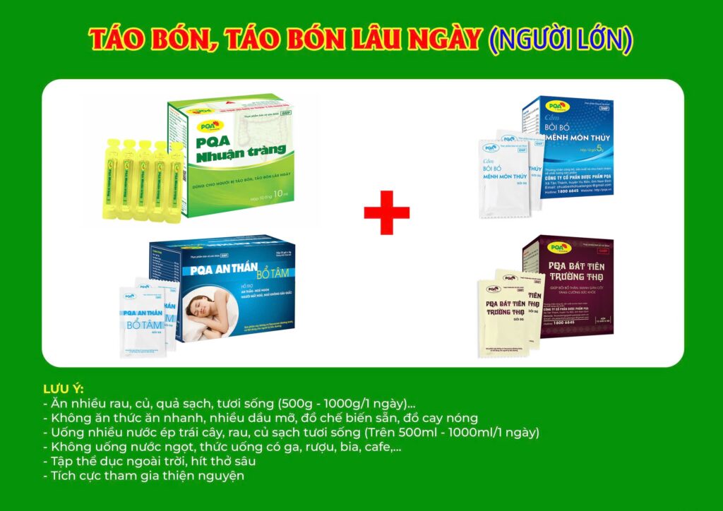 Kết hợp 4 sản phẩm pqa nhuận tràng ống
