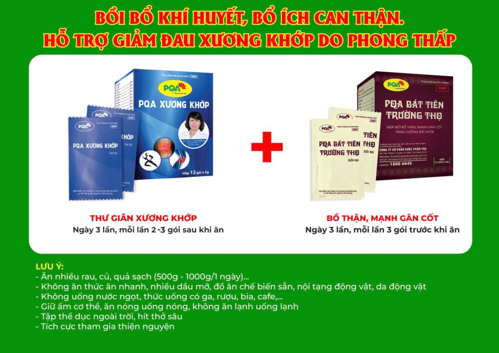Kết hợp 2 sản phẩm PQA Xương khớp cốm