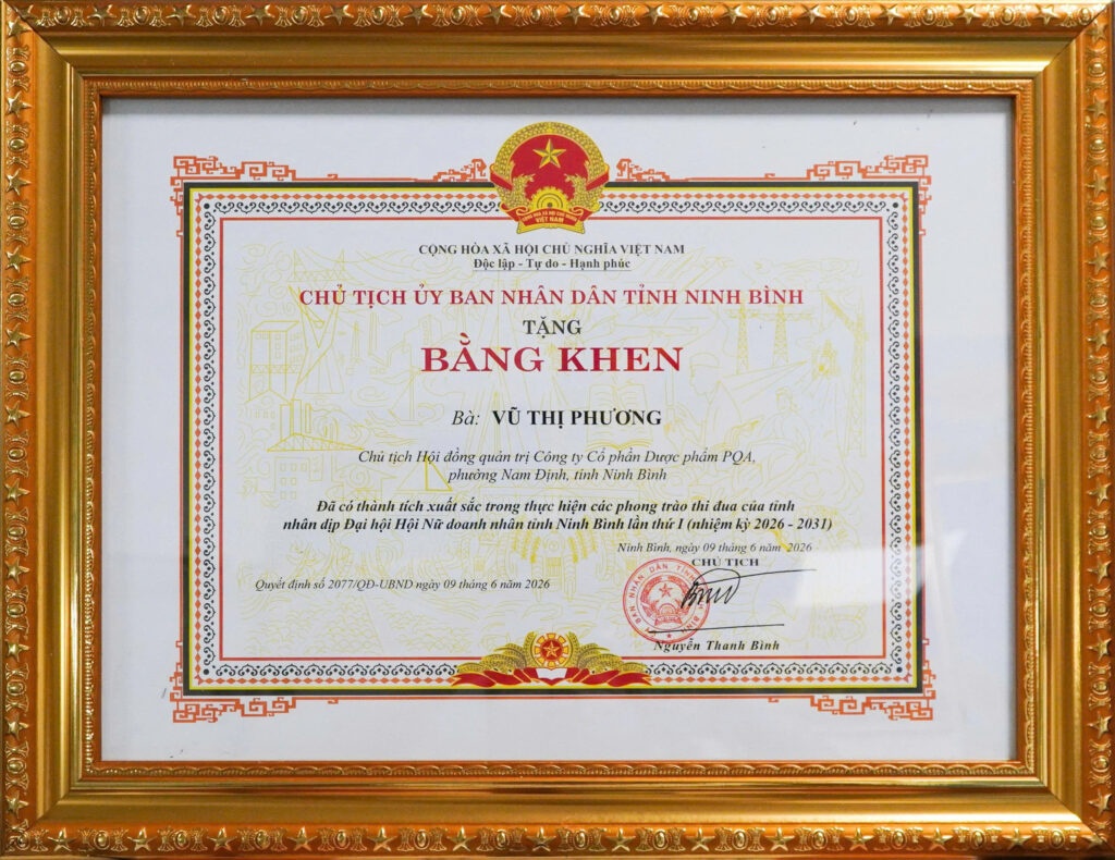 Bằng khen chủ tịch uỷ ban nhân dân tỉnh Ninh Bình