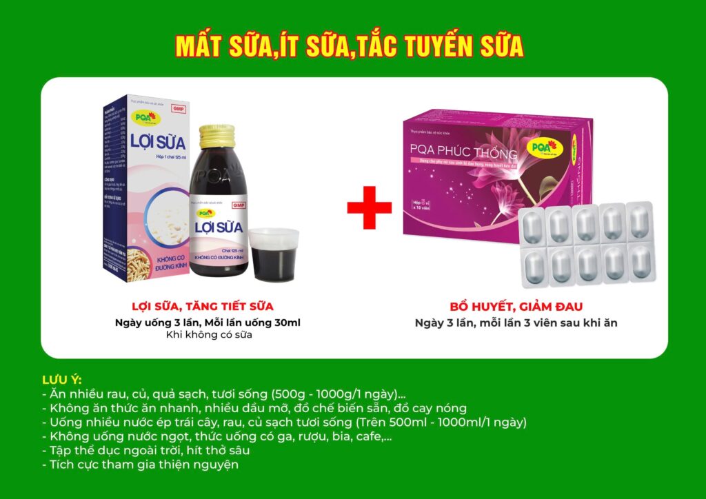 Kết hợp 2 sản phẩm pqa lợi sữa siro