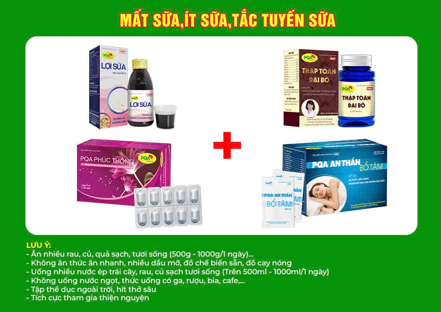 Kết hợp 4 sản phẩm siro lợi sữa