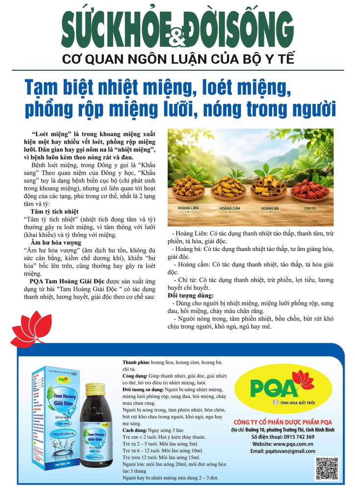 Báo sức khoẻ và đời sống PQA Tam hoàng giải độc