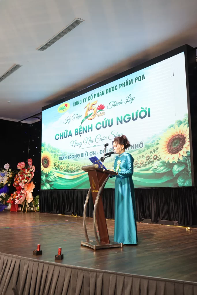Thạc sĩ kinh tế Nguyễn Thanh Huyền - giám đốc điều hành công ty cổ phần Dược phẩm PQA phát hiểu 