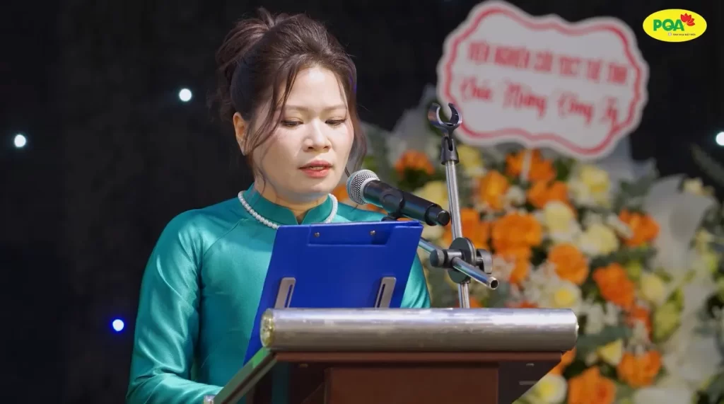 Thạc sĩ kinh tế Nguyễn Thanh Huyền - giám đốc điều hành công ty cổ phần Dược phẩm PQA phát hiểu 